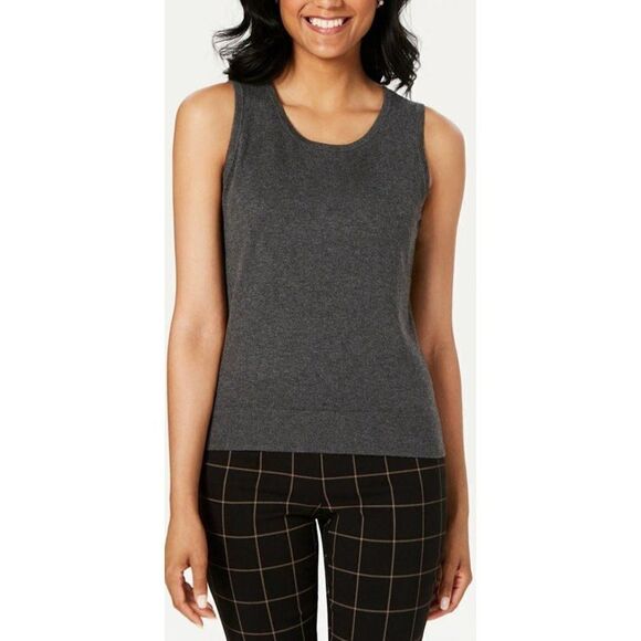 Charter Club Sweater Tank Top Medium Gray Women's Sleeveless Crewneck NEW - Picture 6 of 6